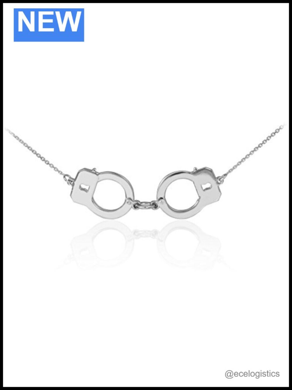 Sterling Silver Handcuff Necklace 18" Rolo Chain Spring Ring Clasp